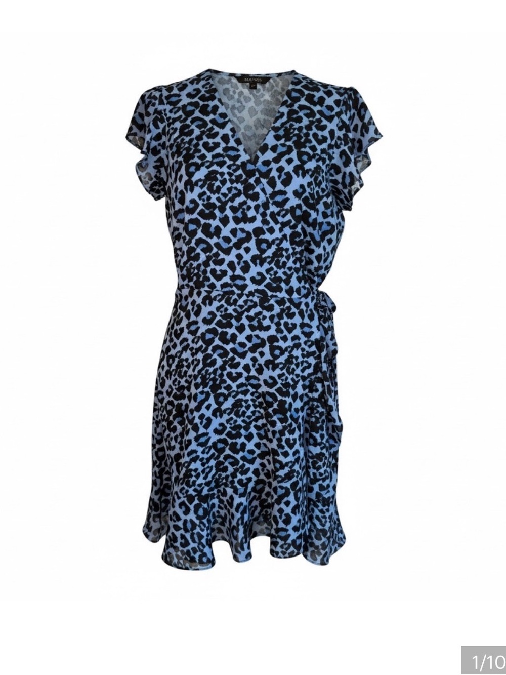 Banana Republic Blue Leopard Print Wrap Dress